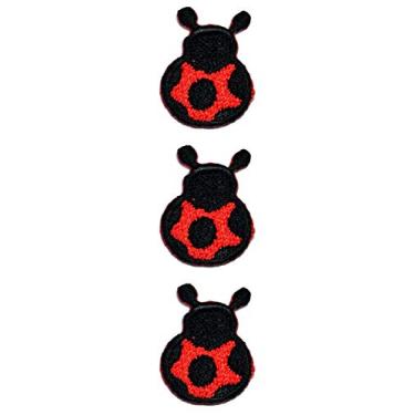 Imagem de GS912 Mini Small Cartoon Patches Conjunto de 3 peças de adesivos vermelhos Lady Bug Bee Inseto Ferro na Costura Bordado Emblema Aplique DIY Artesanato Reparação Roupas Jaqueta Jeans Boné Mochilas (01)