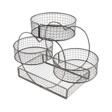 Imagem de Bothyi Cesta de frutas em camadas Fruteira Suporte para frutas Multiuso de cozinha Suporte de malha de ferro para frutas para sala de jantar, Preto