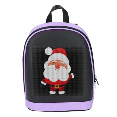 Imagem de Mochila LED Com Tela Colorida e Animação Personalizável, Moldura Roxa para Eventos e Festivais