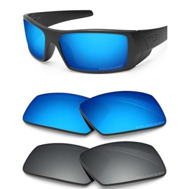 Imagem de BLAZERBUCK Lentes de reposição polarizadas anti-sal para Oakley Gascan OO9014 - Prateado cromado e azul gelo