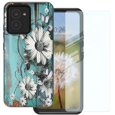 Imagem de RMJKXQZG Capa para celular HMD Vibe com protetor de tela de vidro temperado, capa protetora de TPU macio com tudo incluído, painel de armadura de policarbonato rígido, proteção de estrutura de camada