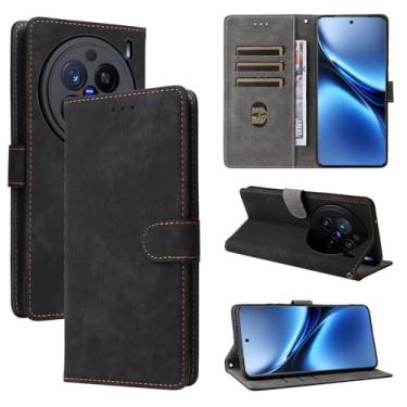 Imagem de Capa compatível com Vivo X200 Pro 5G, compatível com capa de telefone Vivo X200 Pro 5G, couro PU, capa flip preta