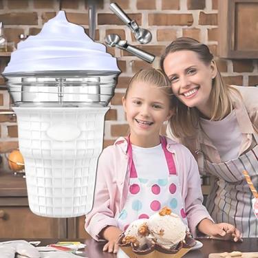 Imagem de Máquina de sorvete macio com colher de sorvete, tigela de congelamento rápido de 450ml, sorvete caseiro em 30 minutos, pá removível, operação silenciosa, formatos compactos e interessantes