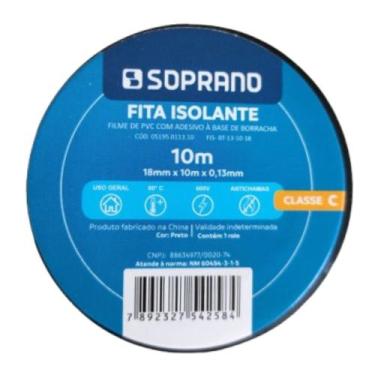 Imagem de Fita isolante Preta 19mm x 10 metros Soprano