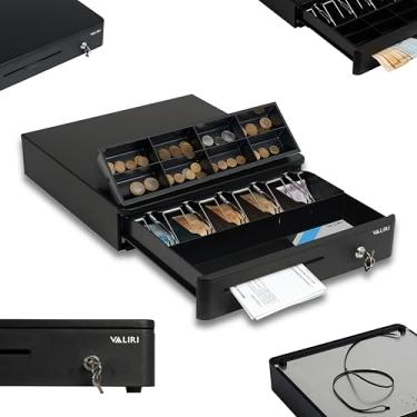 Imagem de Caixa Registradora Automática e Manual Gaveta De Aço Para Loja Comércio Balcão Armazenar Guardar Dinheiro Moedas Notas (Preto)