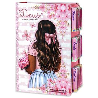 Imagem de Bíblia Sagrada Evangélica Com Índice Abas Adesivas - Flores Aquarela -