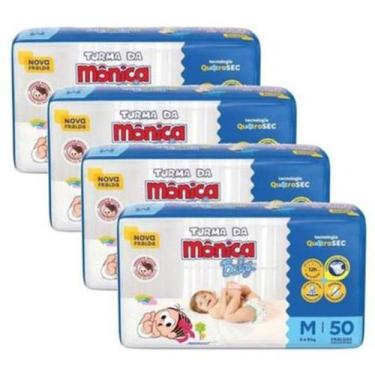 Imagem de Fralda Turma da Mônica Baby Qu4troSec tam. M - 4 a 9kg - Kit  04 pctes