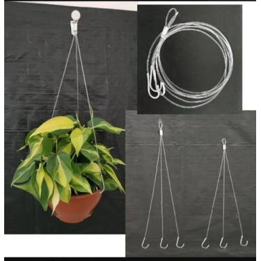 Imagem de Cabo de aço 50cm para pendurar pratos vasos e xaxim 03 unidades - AZUL