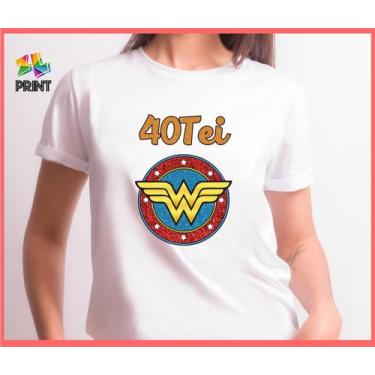 Imagem de Camiseta Adulto  40tei Mulher Maravilha Est. Vermelho Azul - Aniversár
