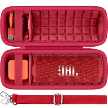 Imagem de Baval Capa rígida portátil compatível com alto-falante JBL Flip 7 portátil sem fio Bluetooth à prova d'água (capa vermelha)