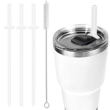 Imagem de Canudos para YETI Rambler Yeti Acessórios reutilizáveis de substituição de canudos de silicone para copo Yeti 30/567.0 g Tampa Magslider grau alimentício e livre de BPA, pacote com 3 com escova de