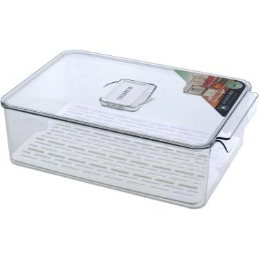 Imagem de Caixa Organizadora Para Geladeira Com Tampa Acrilico 10x21x32cm