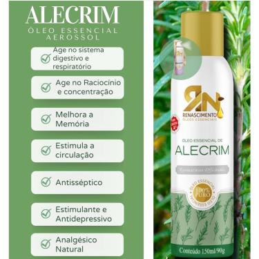Imagem de Óleo Essencial Alecrim 150ml Aerossol Adstringente Anticaspa Tratamento Capilar