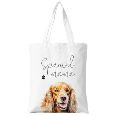 Imagem de ZYQFN Sacola feminina de lona Cocker Spaniel Mamãe, presente para amantes de cães, presente para mãe de cachorro, aniversário, Natal, Cocker Spaniel, presente para mulheres, sacola para trabalho e
