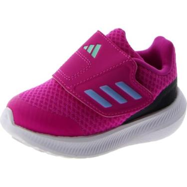 Imagem de adidas Tênis de corrida unissex infantil Runfalcon 3.0 com tira elástica, Lucid Fuchsia/Blue Dawn/Preto, 17