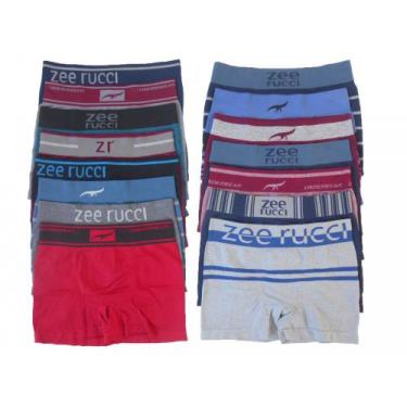 Imagem de Cueca Boxer Zee Rucci Sem Costura Sortidas Kit 10 Peças, G, Colorido