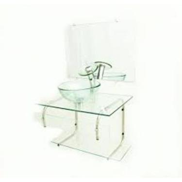 Imagem de Gabinete De Vidro Para Banheiro 70Cm Inox - Incolor