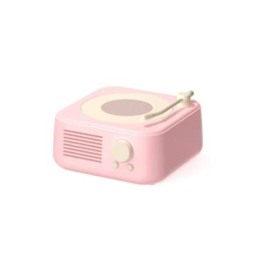 Imagem de Mini alto-falante retrô, alto-falante Bluetooth portátil sem fio, som surround de 360°, estilo antiquado, bateria de longa duração de 10 horas (flor de cerejeira rosa)