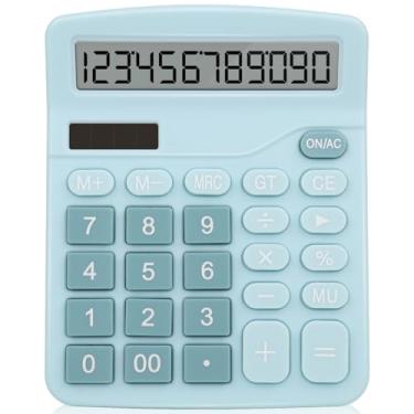 Imagem de Calculadora de mesa de escritório, caculador fofo com fonte de alimentação dupla, calculadoras básicas de mesa com visor LCD grande de 12 dígitos, botões grandes, calculadora financeira simples para