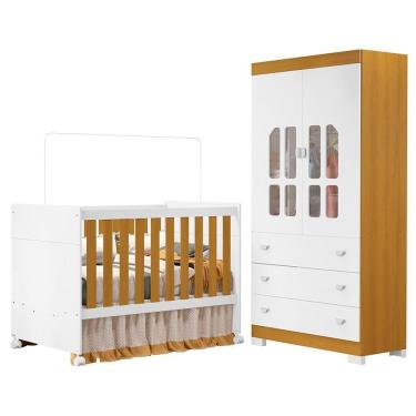 Imagem de Jogo de Quarto Infantil New Katatau Guarda Roupa e Berço Mini Cama - Reller Móveis
