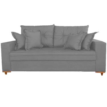 Imagem de Sofá Vicam 05 em Veludo com Almofadas Soltas 3 Lugares 200cm Vicam Cor Grafite