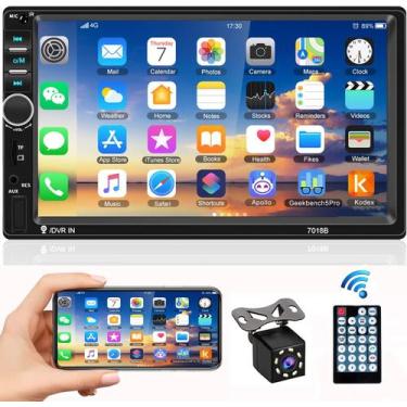 Imagem de Estéreo para carro Camecho Double Din 7" LCD Touch Bluetooth+Câmera