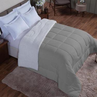 Imagem de Coberdrom Sherpa Tecido Nobre 400 Fios Casal Queen Casa Dona, CINZA, Q