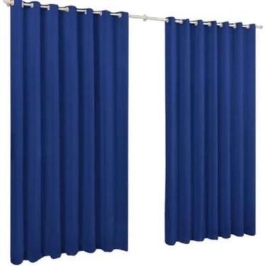 Imagem de Cortina De Microfibra 4,00X2,80 Azul Ilhós Cromado Quadrado - Confecçõ