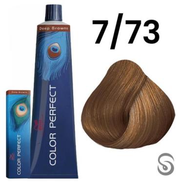 Imagem de Wella Perfect Color 7/73 Louro Médio Marrom Dourado Deep Browns 60ml, 