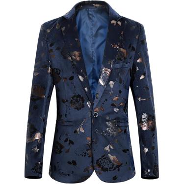 Imagem de Mens Floral Blazer Dress Ternos de casamento Bonzing de ouro