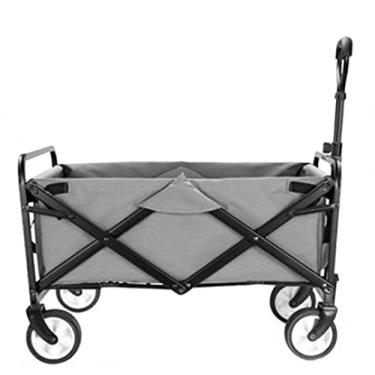 Imagem de JKSVTF Carrinho de carrinho de jardim, cinza, resistente, dobrável, com 4 rodas, roda de plástico de tecido impermeável 600D usada para compras de supermercado 73 x 48,5 x 90 cm