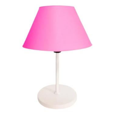 Imagem de Luminária de Mesa Abajur Cúpula Injetada para Escritório Quarto Recepção Decoração Sala Moderno (BRANCO/ROSA,1)