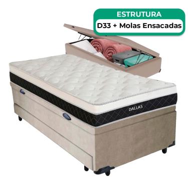 Imagem de Bicama Baú Solteiro E Colchão Dallas Molas Vstore 88x188x20