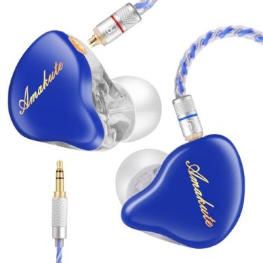 Imagem de DCMEKA Fones de ouvido intra-auriculares com driver duplo IEMs para jogos, fones de ouvido com fio HiFi com drivers de 9,2 mm + 6 mm, cabo prateado MMCX 4N destacável, pontas auriculares com