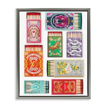 Imagem de Stupell Industries Iconic Fashion Brands Matchboxes Gray Framed Floater Canvas Wall Art Design por Amanda Greenwood, 25 x 31
