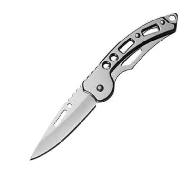 Imagem de Canivete Dobrável em Aço Inox Afiado Corte Preciso Inox com Clip de Bolso Chaveiro Faca Tatica Trilha Acampamento