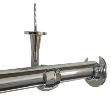 Imagem de Kit Varão de Cortina de Alumínio Roseta 28mm com Suporte de Teto (1,50m)