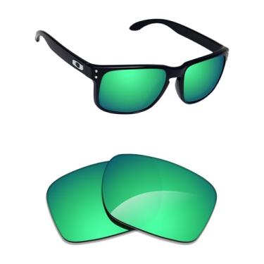 Imagem de Alphax Lentes de reposição espelhadas não polarizadas verde-esmeralda para óculos de sol Oakley Holbrook OO9102