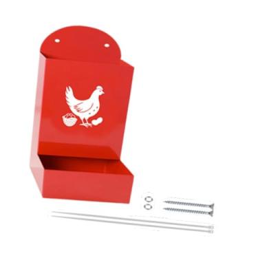 Imagem de WeiLaiKeQi Alimentador de frango, bebedouro, recipiente de alimentação, alimentador pendurado ou com parafuso, de cerca pendurado para pato, suprimentos de, Vermelho