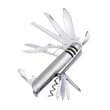 Imagem de Canivete Multifuncional em Aço Inox, 11 Funções, 9cm x 2,5cm, Prateado, para Camping e Uso Diário