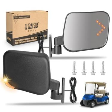 Imagem de 10L0L Espelhos de carrinho de golfe com seta lateral conjunto de espelhos retrovisores compatíveis com carros EZGO Club Yamaha Gas & Electric Golf Carts