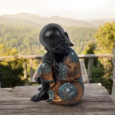 Imagem de Estatua Buda Chines Sonhador Pensador Enfeite Decorativo Zen - Sem mar