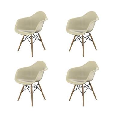 Imagem de Conjunto com 4 Cadeiras Eames Arm DSW Fendi e Madeira - Mobly