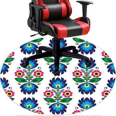 Imagem de Tapete de cadeira de escritório com flores, textura de flor, tapete de cadeira de mesa para piso de madeira de escritório em casa, protetor de piso de pilha baixa, redondo 119 cm