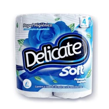 Imagem de Papel higienico delicate folha simples 64 rolos de 30m