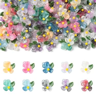 Imagem de UR URLIFEHALL 100 peças, 10 cores, flores de resina, flores, flores, cabochões florais fofos, para scrapbook, enfeites, clipe de cabelo, capa de celular