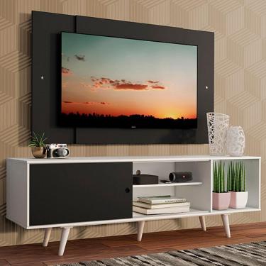 Imagem de Rack Dubai com Pés e Painel Tv até 58" Branco/preto Madesa