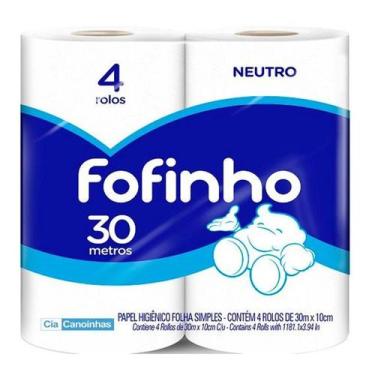 Imagem de Papel higiênico Fofinho Neutro 30mts Com 4 Rolos