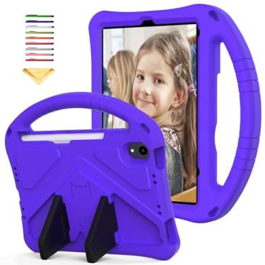 Imagem de UUcovers Capa infantil para iPad Mini 6 2021 21.1 cm, com suporte/alça/porta-lápis/suporte, macia, eva, à prova de choque, leve, para iPad Mini 6ª geração de 8,3 polegadas (A2567 A2568 A2569), roxa