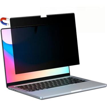 Imagem de XINDERS Tela de privacidade magnética para MacBook Pro 14 polegadas (2021-2024, M1, M2, M3, M4), protetor de luz azul fosco removível antireflexo, filtro de segurança privada para laptop Mac de 14